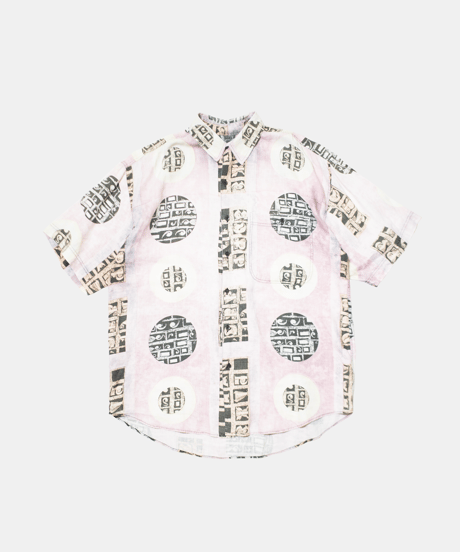 90's Goouch Full Pattern Linen S/S Shirts L