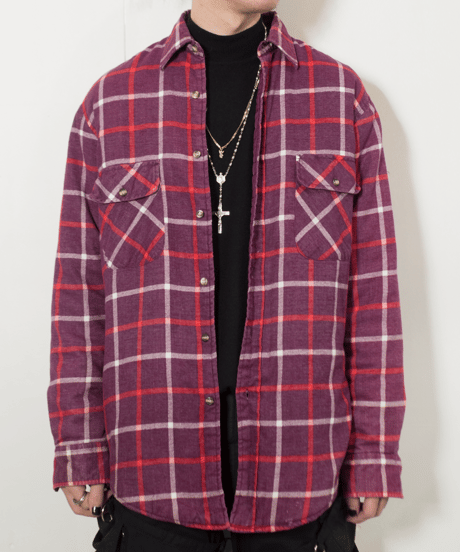 Outdoor Exchange Quilting Nel Check Shirts M