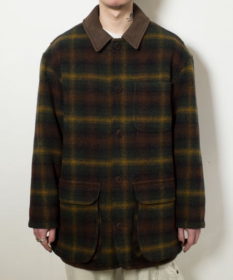 90's J.Crew Tartan Check Wool Coat S