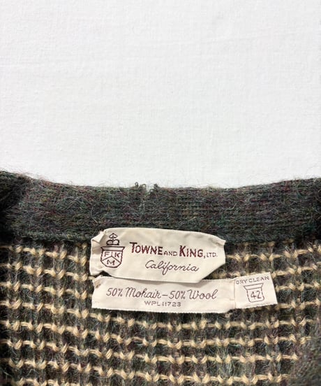 60's TOWNE and KING Mohair Cardigan "Shaggy!!!"