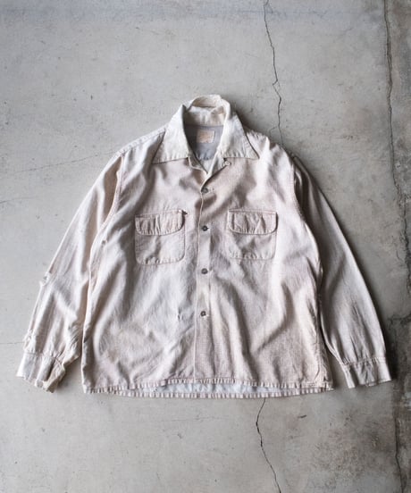 50's Suede Flannel Open Collar Check Shirts Boro L