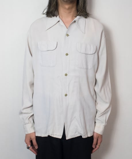 50's PILGRIM Single Color Rayon Shirts L