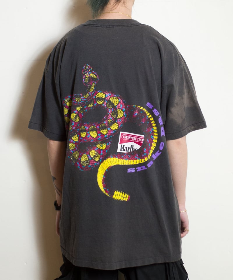 Marlboro マルボロ snake pass fade tee black Vintage Marlboro Snake Pass T-shirt – For All To Envy