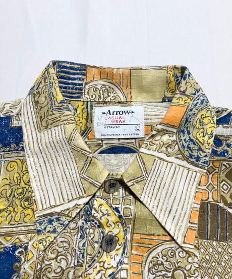 70's Arrow Casual Wear "GETAWAY" Half Button Shirts L