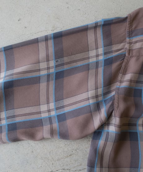 60-70's ely walker Rayon Check Shirts M