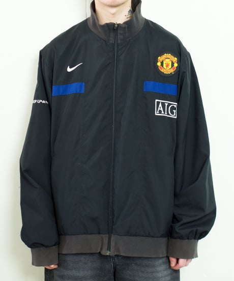 2000's NIKE Manchester United Logo Embroidered Zip-up Jacket L