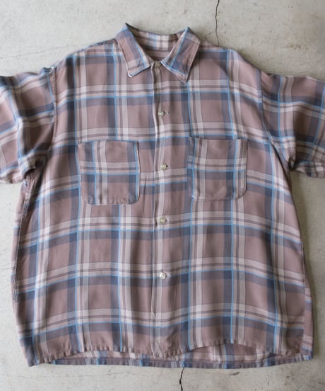 60-70's ely walker Rayon Check Shirts M