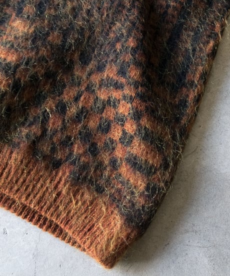 60's Kinson Psychedelic Patterend Mohair Cardigan 34