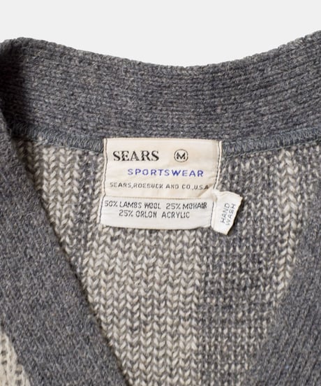 60's Sears Lambs Wool / Mohair Mixed Stripe Cardigan M