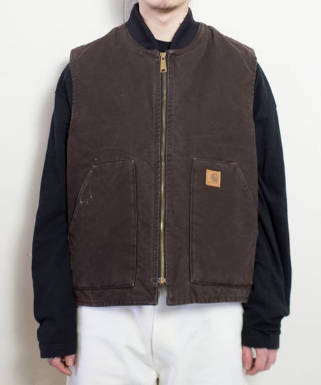 90's Carhartt Sun Fading Duck Vest L