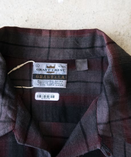 60's Grant-Crest Over dyed Ombre Check Shirts L