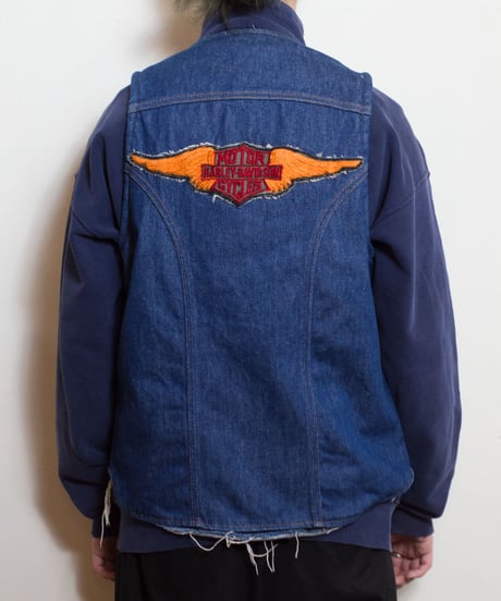 80's Wrangler Customized Denim Vest "Motorcycle"