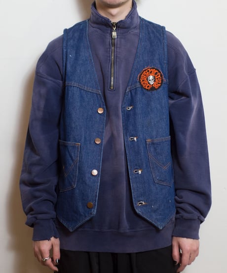 80's Wrangler Customized Denim Vest "Motorcycle"