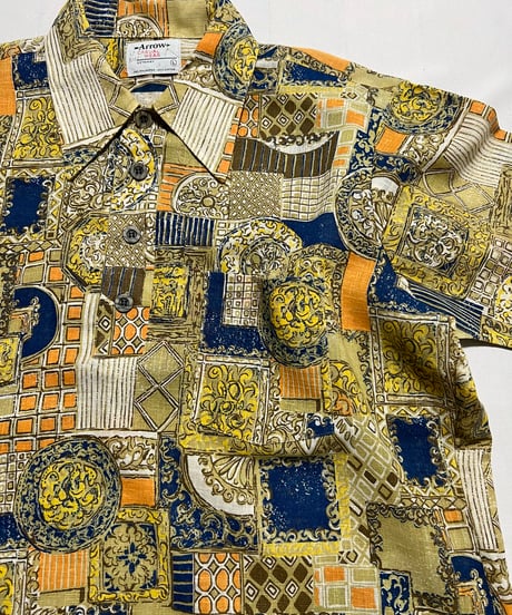 70's Arrow Casual Wear "GETAWAY" Half Button Shirts L