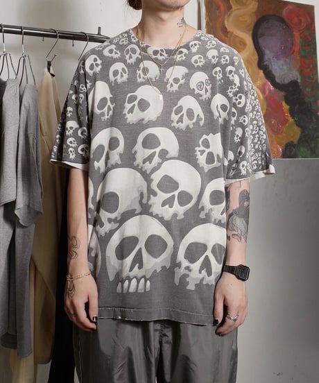 '92 Liquid Blue All Over Patterned "Chris Pinkerton" S/S Boro T-shirts XL