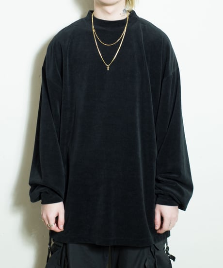 90's Silvertab Velour Mock Neck Pullover M