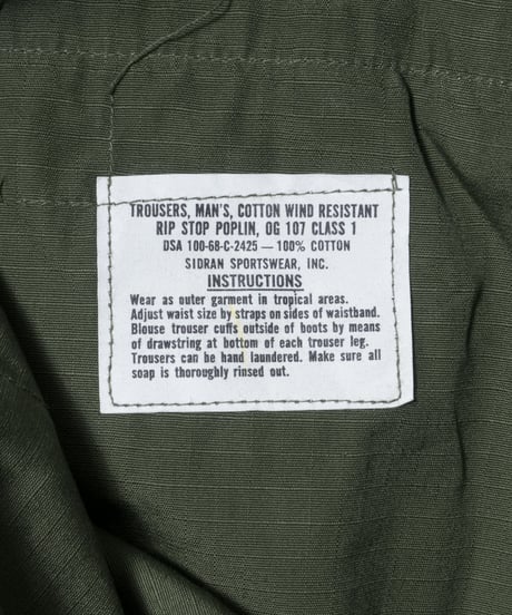 Deadstock 68's US ARMY Jungle Fatigue 6Pockets Pants L-R