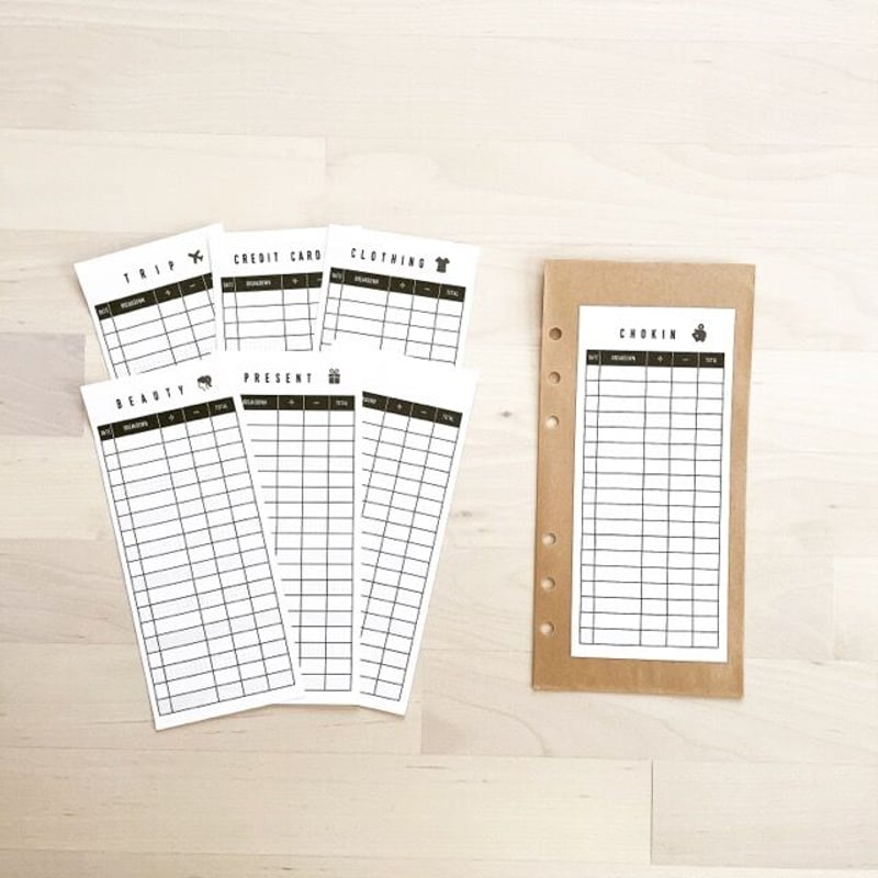 封筒貯金ミニ｜記入表セット | mukuri ｜心を満たす手帳屋さん