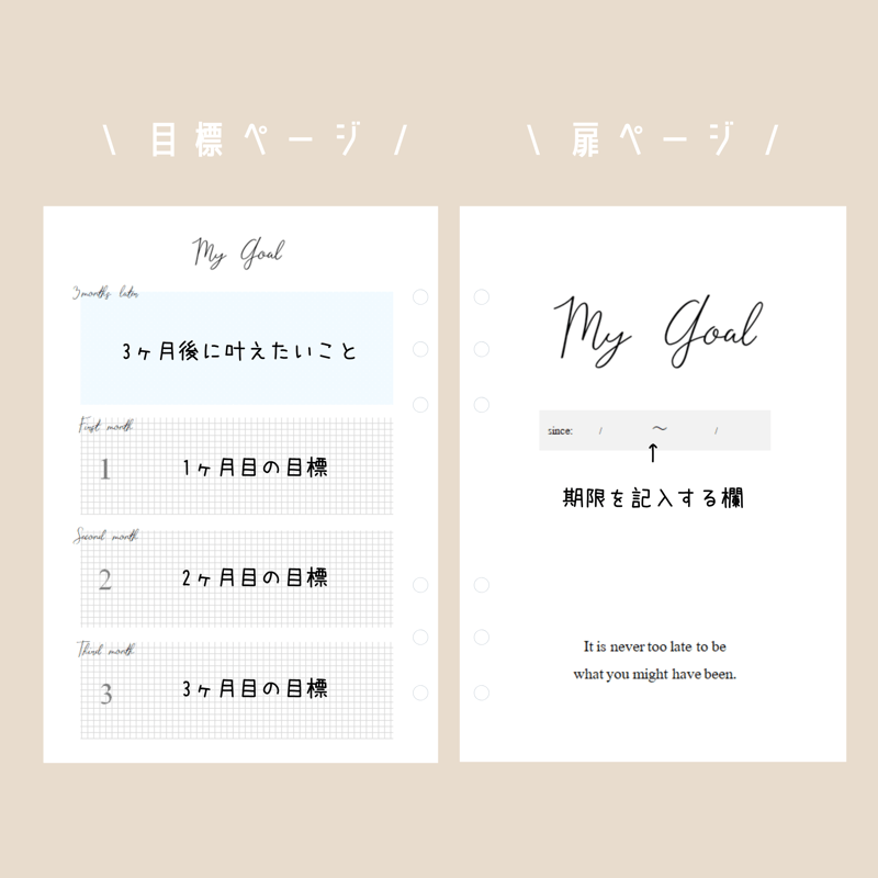 A5サイズ】3か月後の目標ページ | mukuri ｜心を満たす手帳屋さん