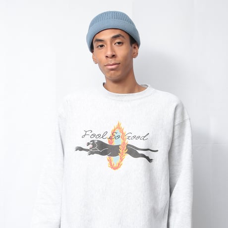 FLAMING HOOP BEAST CREW SWEAT-BLACKPANTHER