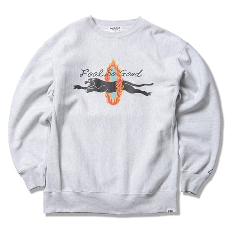 FLAMING HOOP BEAST CREW SWEAT-BLACKPANTHER