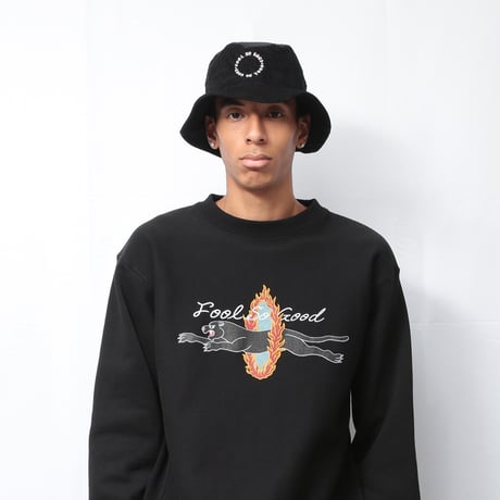 FLAMING HOOP BEAST CREW SWEAT-BLACKPANTHER