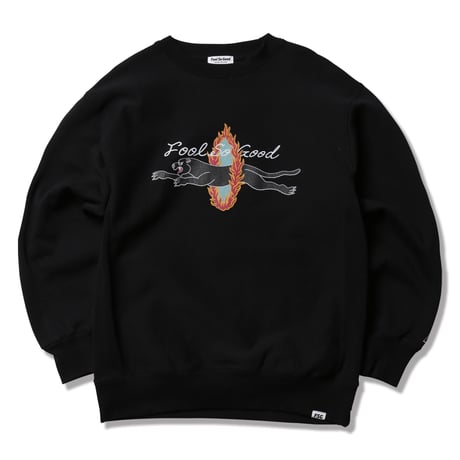 FLAMING HOOP BEAST CREW SWEAT-BLACKPANTHER