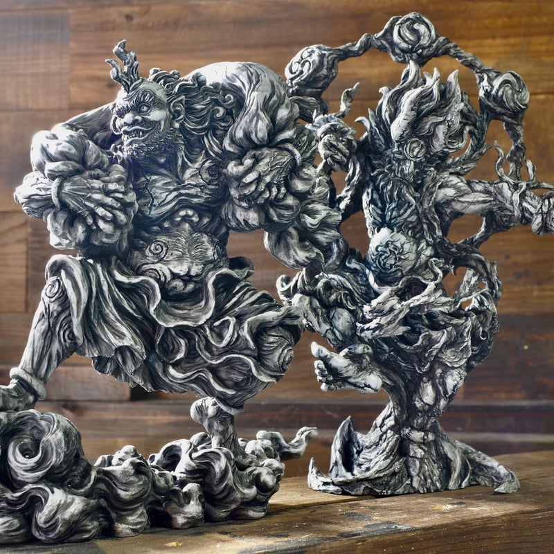 造形戯画』 双極乱舞・風神 X 雷神 塗装済み完成品 墨入れ [灰墨