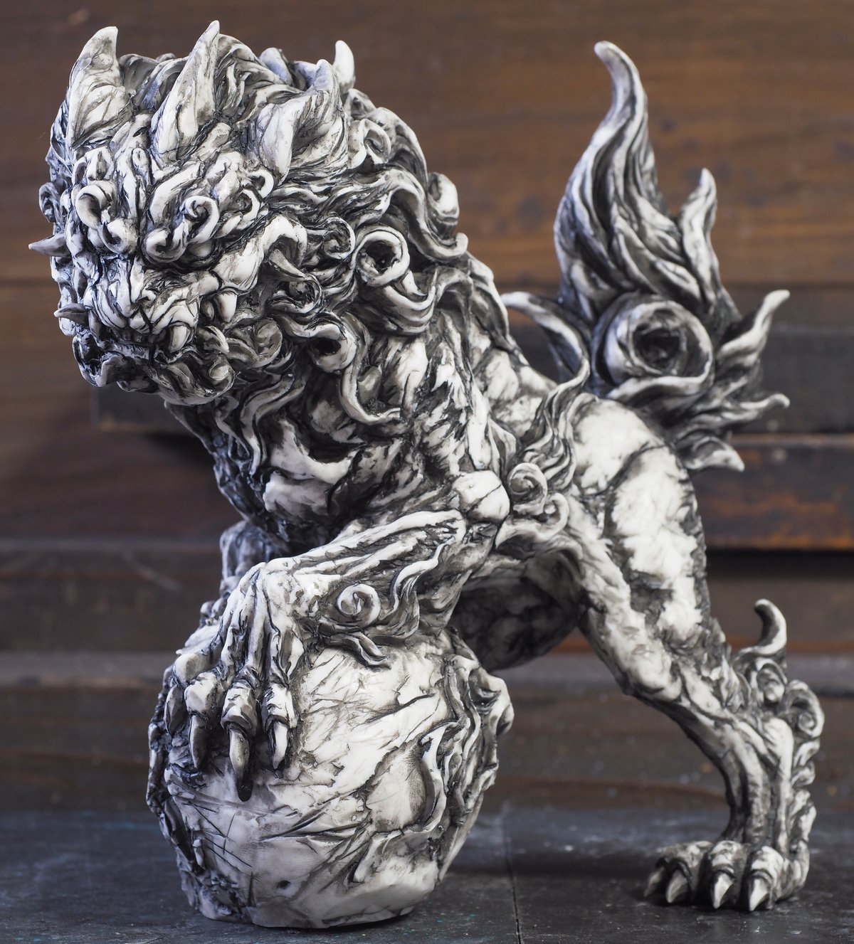 造形戯画』『獅子狛犬・阿X吽』 塗装済み完成品 特別彩色《墨式