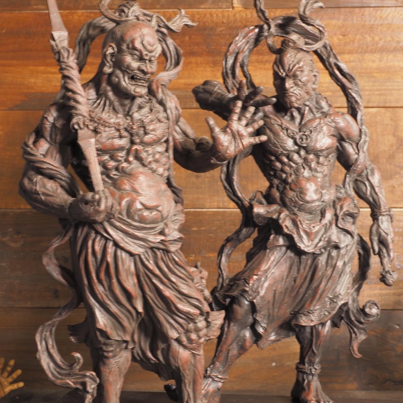 『造形戯画』仁王・阿形＋吽形 二体セット 無彩色、未組立キット 造形戯画』仁王・阿形＋吽形 二体セット 塗装済み完成品《紫檀