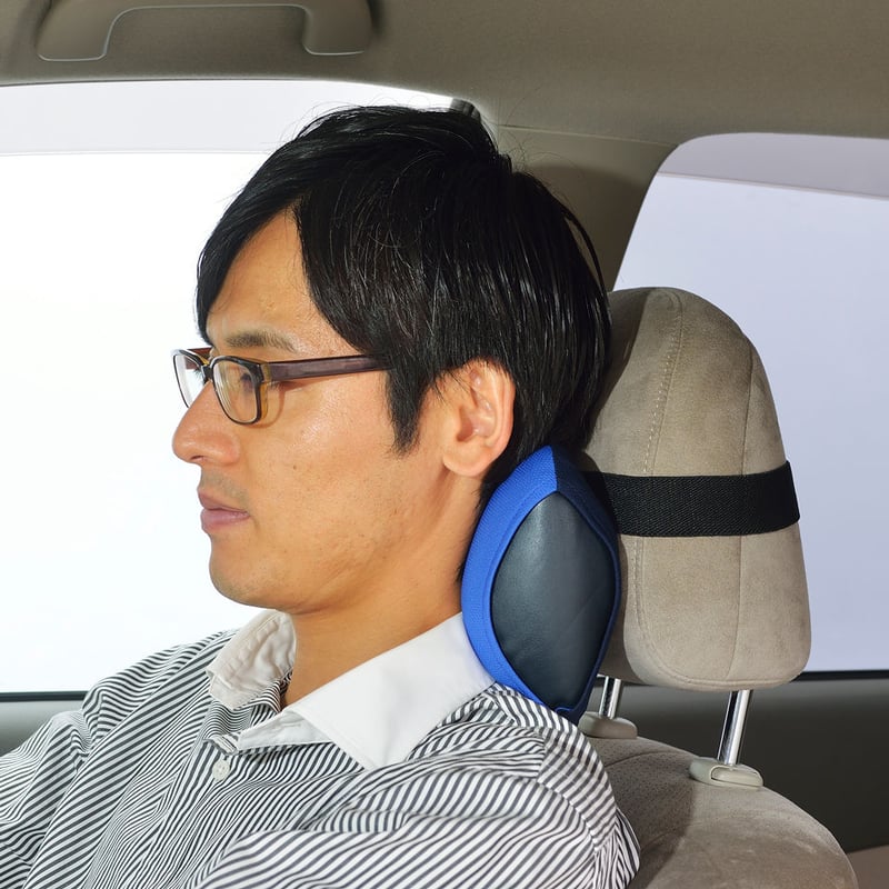 車用］日本製ネックピロー「ネックラック」（ブルー x ネイビー