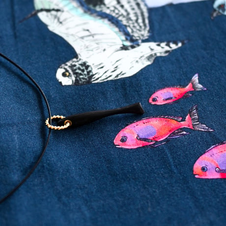[ 11 ] SAKANA Necklace /ブラックレザー,コクタン