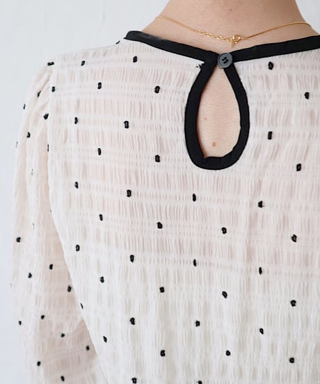 piping dot blouse