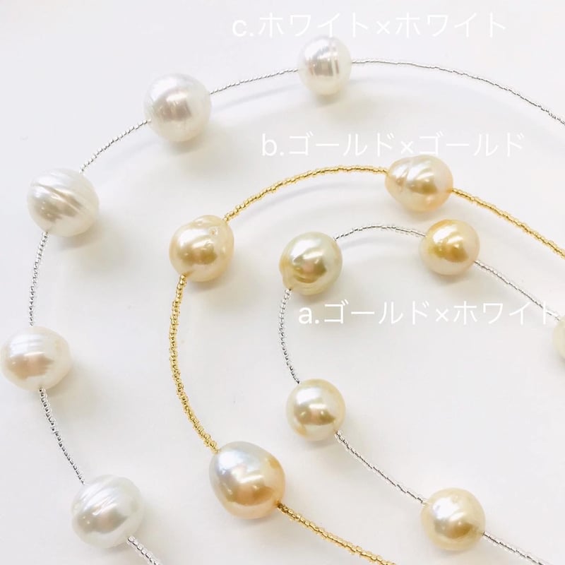 南洋パールビーズネックレス b.ゴールド×ゴールド | shinkopearl 南洋パールビーズネックレス b.ゴールド×ゴールド | shinkopearl