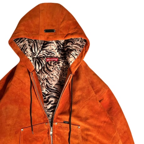 Suede Leather Hooded Jacket