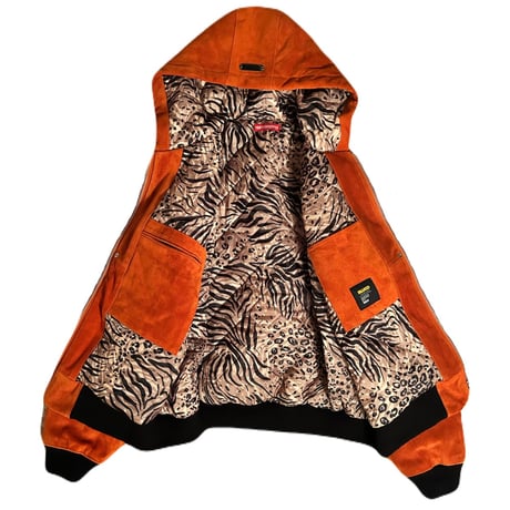 Suede Leather Hooded Jacket