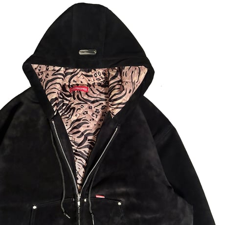 Suede Leather Hooded Jacket