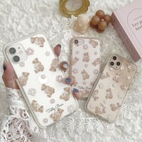【ネーム入り】Flower Cushion Bear♡【耐衝撃クリアケース】B43