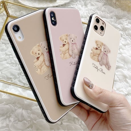 【ネーム入り】Twins Bear♡【強化ガラスケース】K15