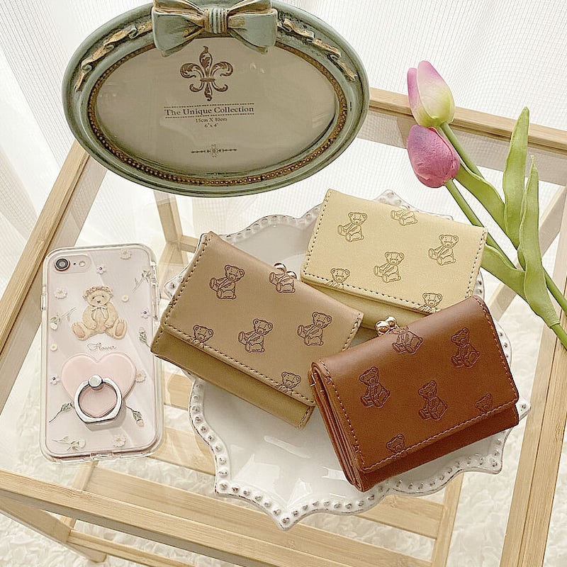 Teddy Bear 型押し Mini Wallet♡ミニ財布【即納】 | MiLRY Cou