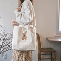 【ネーム入り】もこもこ全身テディベア 横型2wayショルダートート♡