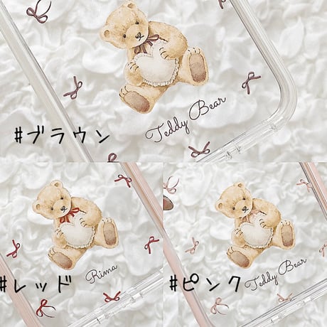 【ネーム入り】Heart Pillow Bear♡【耐衝撃クリアケース】B29