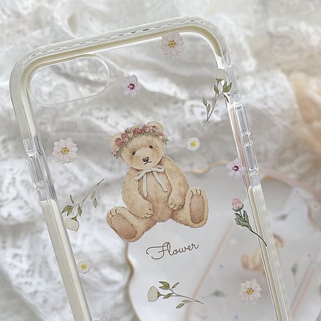 【ネーム入り】Driedflower Bear♡【耐衝撃クリアケース】B27