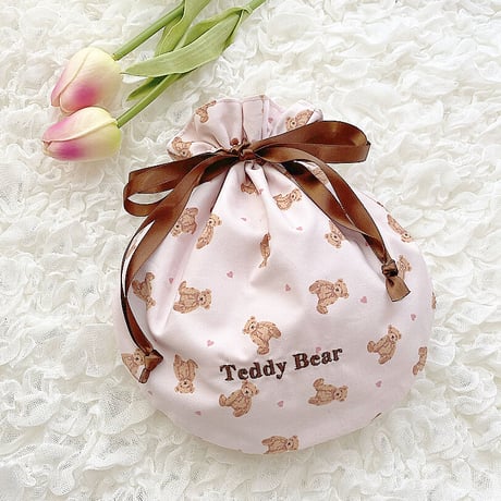 【ネーム入り】Teddy Bear まんまる巾着♡