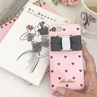 【リボン付き】Pink×BlackHeart♥【ハードケース】