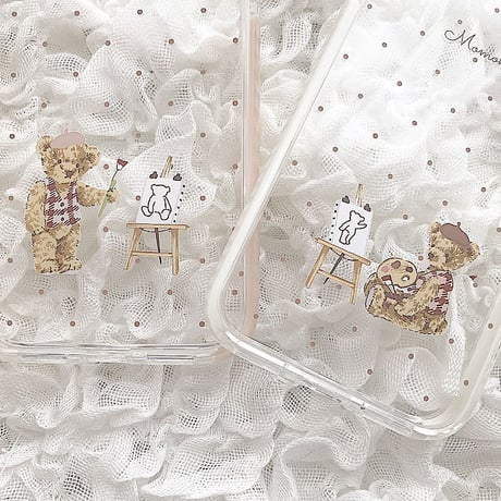 【ネーム入り】Painter Bear♡【耐衝撃クリアケース】B12