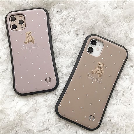 【ネーム入り】Dot Mini Bear ♡【耐衝撃グリップケース】P01