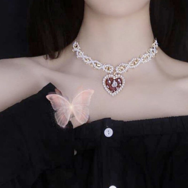 プチプラ♡】Heart パールネックレス【アクセサリー】A26 | MiLRY Couture