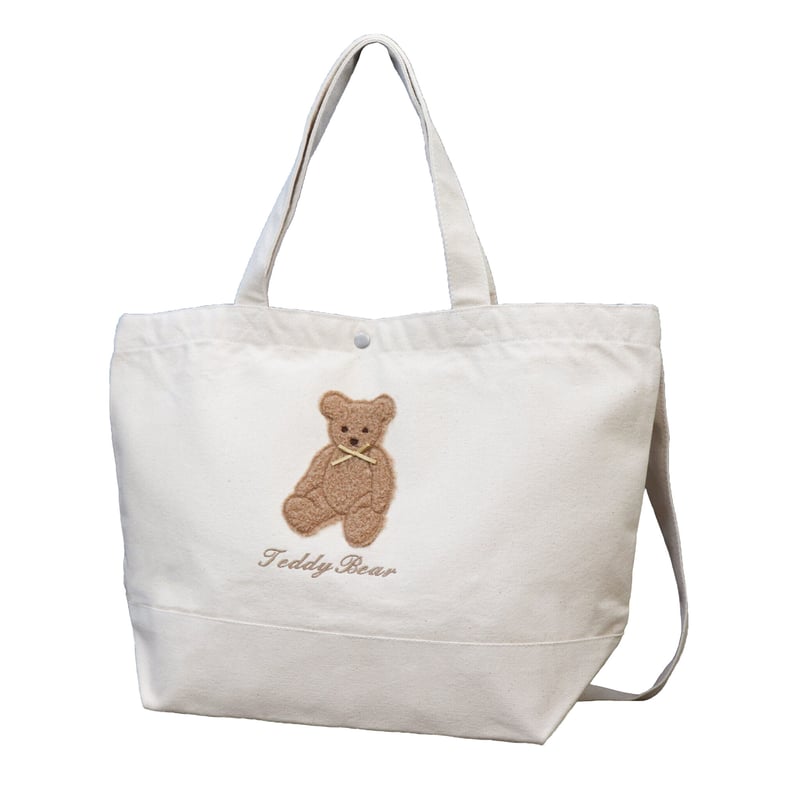 【まる】【一点物！】くまーすデイ Bearth day トートバッグ ネーム入り】もこもこ全身テディベア 横型2wayショルダートート