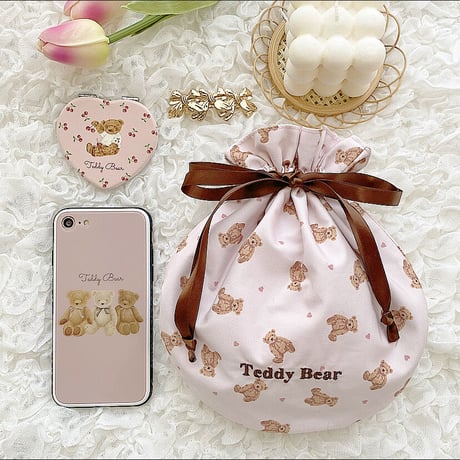 【ネーム入り】Teddy Bear まんまる巾着♡